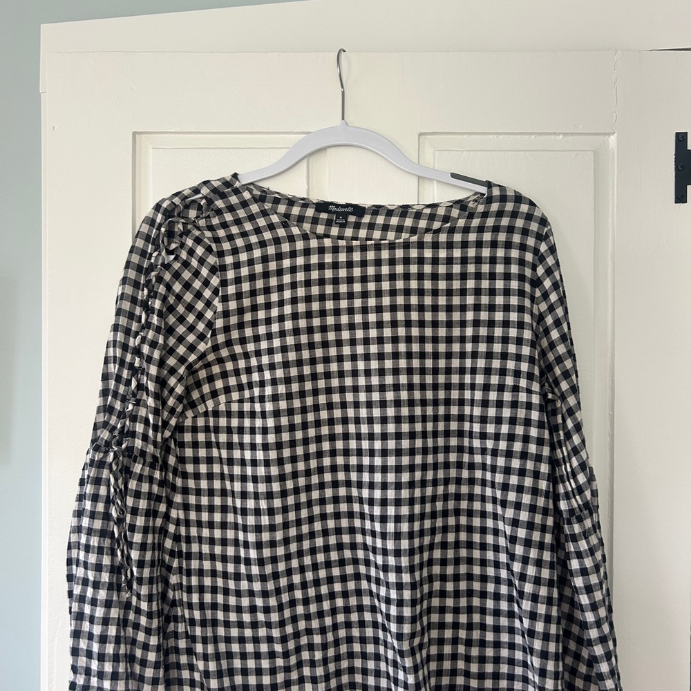 Madewell Black and White Checkered Top